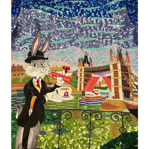 RARE Vintage Jeanette Kastenberg Beaded Sequin Bugs Bunny Jacket c1990s - Picture 16 of 16